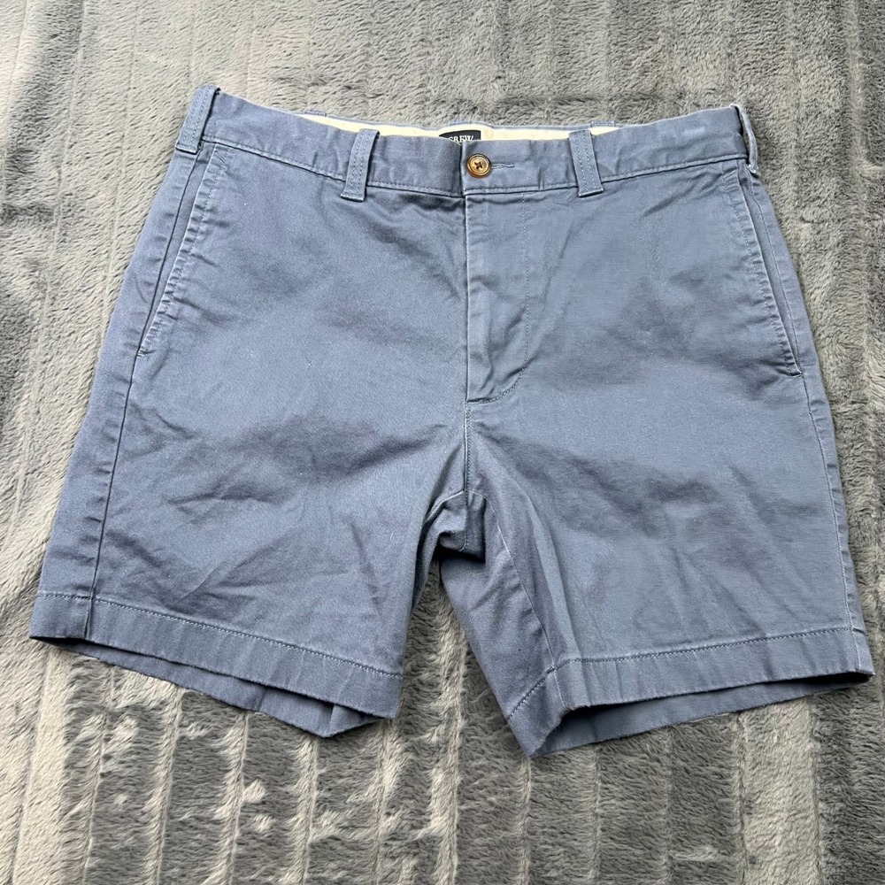 J.Crew Mens 7 Inch Inseam Stretch Chino Shorts Blue Gray Size 32
